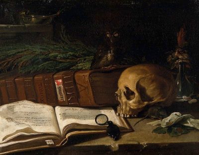 Humility, a skull, and a medical book